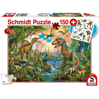 SCHMIDT Puzzle Dinosauři 150 dílků + dárek (tetovačky)