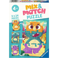 RAVENSBURGER Puzzle Mix&Match: Roztomilí dinosauři 3x24 dílků