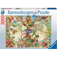 RAVENSBURGER Puzzle Mapa světa s flórou a faunou 3000 dílků