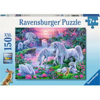 RAVENSBURGER Puzzle Jednorožci při západu slunce XXL 150 dílků