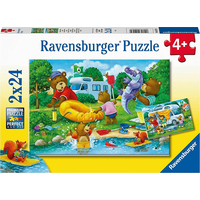 RAVENSBURGER Puzzle Medvědí rodina kempuje 2x24 dílků