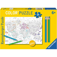 RAVENSBURGER Color' puzzle Atlas 80 dílků s pastelkami