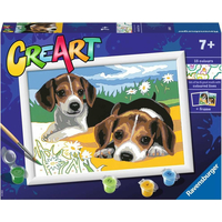 RAVENSBURGER CreArt Malování podle čísel: Štěňata Jack Russella 24x18 cm