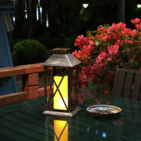 Dekorační LED lucerna se svíčkou - 27 cm - plastová - 3x AAA