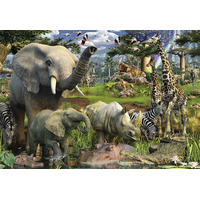 RAVENSBURGER Puzzle Zvířata u zdroje vody 18000 dílků