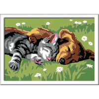 RAVENSBURGER CreArt Malování podle čísel: Spící pes a kočka 18x13cm