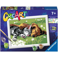 RAVENSBURGER CreArt Malování podle čísel: Spící pes a kočka 18x13cm