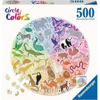 RAVENSBURGER Kulaté puzzle Kruh barev: Zvířata 500 dílků