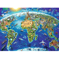 RAVENSBURGER Puzzle Mapa světa s památkami XXL 200 dílků