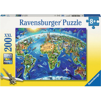 RAVENSBURGER Puzzle Mapa světa s památkami XXL 200 dílků