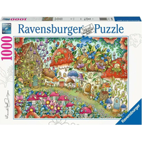 RAVENSBURGER Puzzle Roztomilé houbové domečky na květinové louce 1000 dílků