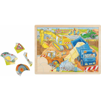 GOKI Dřevěné puzzle Na stavbě 56 dílků