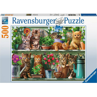 RAVENSBURGER Puzzle Kočky na poličce 500 dílků