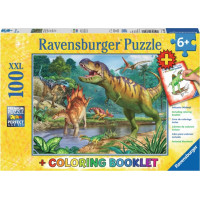 RAVENSBURGER Puzzle Pravěký svět dinosaurů XXL 100 dílků + omalovánky