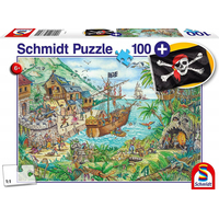 SCHMIDT Puzzle V pirátské zátoce 100 dílků + dárek (pirátská vlajka)