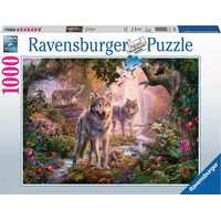 RAVENSBURGER Puzzle Vlčí rodina v létě 1000 dílků