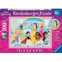 RAVENSBURGER Třpytivé puzzle Disney princezny: Silné, krásné a neuvěřitelně odvážné XXL 100 dílků