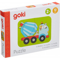 GOKI Dřevěné puzzle dvojice Dopravní prostředky 6x2 dílků