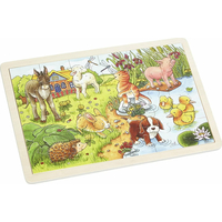 GOKI Dřevěné puzzle Mláďata na statku 24 dílků