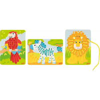 GOKI Provlékací obrázky - papoušek, lev a zebra