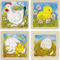 GOKI Vývojové dřevěné puzzle Slepice