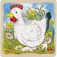 GOKI Vývojové dřevěné puzzle Slepice