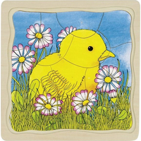 GOKI Vývojové dřevěné puzzle Slepice