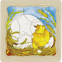 GOKI Vývojové dřevěné puzzle Slepice