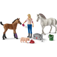 SCHLEICH Farm World® 42486 Návštěva lékaře u klisny a hříběte