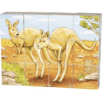 GOKI Dřevěné kostky Australská zvířátka, 12 kostek