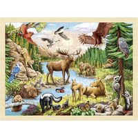 GOKI Dřevěné puzzle Divoká příroda Severní Ameriky 96 dílků