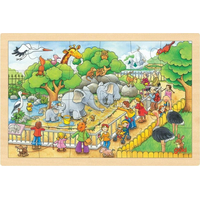 GOKI Dřevěné puzzle Návštěva ZOO 24 dílků