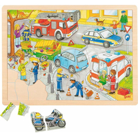 GOKI Dřevěné puzzle Policie 56 dílků