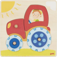 GOKI Dřevěné puzzle Traktor 6 dílků