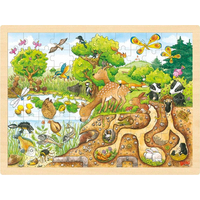 GOKI Dřevěné puzzle Zkoumání přírody 96 dílků