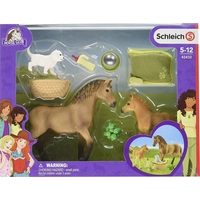 SCHLEICH Horse Club® 42432 Set hříbě a Quarter kůň se štěňátkem a doplňky