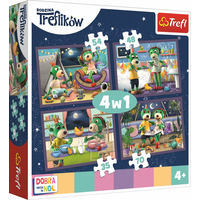 Puzzle Dobrou noc, Treflíci: Večerní rituály 4v1 (35,48,54,70 dílků)