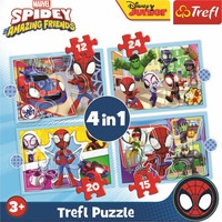 TREFL Puzzle Spidey a jeho úžasní přátelé 4v1 (12,15,20,24 dílků)