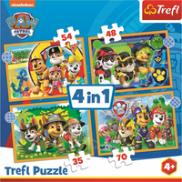 TREFL Puzzle Tlapková patrola: Prázdniny 4v1 (35,48,54,70 dílků)