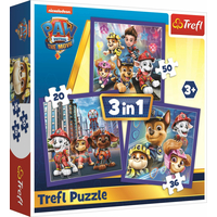 TREFL Puzzle Tlapková patrola: Připraveni do akce 3v1 (20,36,50 dílků)