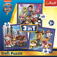 TREFL Puzzle Tlapková patrola: Připraveni do akce 3v1 (20,36,50 dílků)