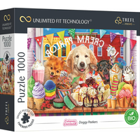 TREFL Puzzle UFT Cuteness Overload: Pejsci před cukrárnou 1000 dílků