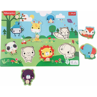 TREFL Dřevěná vkládačka Fisher Price Divoká zvířátka