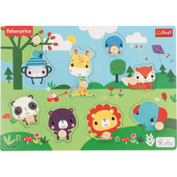 TREFL Dřevěná vkládačka Fisher Price Divoká zvířátka