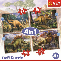 TREFL Puzzle Zajímaví dinosauři 4v1 (35,48,54,70 dílků)