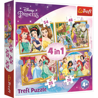 TREFL Puzzle Disney princezny: Šťastný den 4v1 (35,48,54,70 dílků)