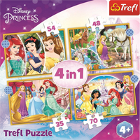 TREFL Puzzle Disney princezny: Šťastný den 4v1 (35,48,54,70 dílků)