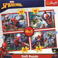 TREFL Puzzle Hrdinný Spiderman 4v1 (35,48,54,70 dílků)