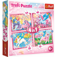 TREFL Puzzle Jednorožci a kouzla 4v1 (35,48,54,70 dílků)