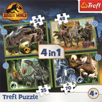 TREFL Puzzle Jurský svět: Nadvláda 4v1 (35,48,54,70 dílků)